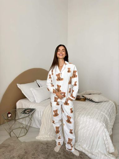 Домашня тепла жіноча піжама COSY Тедді сорочка+штани M (F46PM) (1249455)