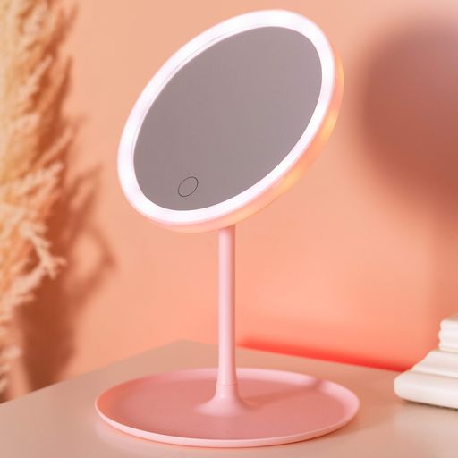 Косметическое зеркало Yiwu  с LED-подсветкой и USB 15,3 см розовое HP-10-5AP (1253237)