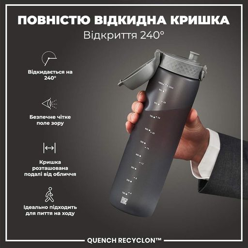 Пляшка для води ION8 BPA Free 1 л Grey (I8RF1000GRY) (1262053)