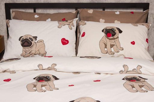 Комплект постільної білизни Moon&Star Бязь Gold Люкс Bulldog Love сімейний 143х210х2 наволочки 2х40х60 (1265657)
