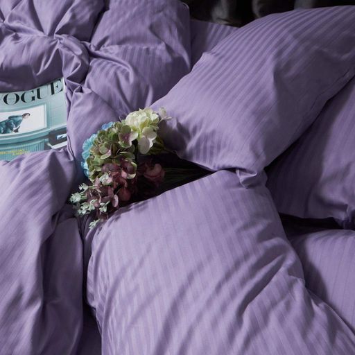 Комплект постільної білизни Moon&Star Satin Stripe Soft Lilac Сімейний 160х220х2 наволочки 2х40х60 (1267764)