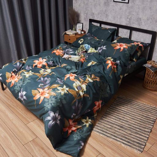 Комплект постільної білизни Moon&Star Микросатин Premium Floral Nocturne Євро 200х220 наволочки 2х50х70 (1267828)