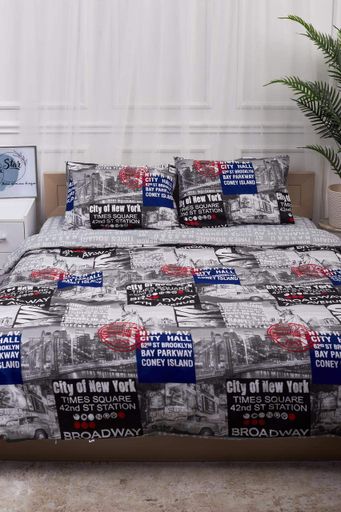 Комплект постільної білизни Moon&Star Бязь Gold Люкс New York King Size 220x240 наволочки 2х40х60 (1268416)