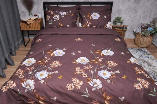 Комплект постільної білизни Moon&Star Микросатин Premium Floral Mocha наволочки 2х70х70