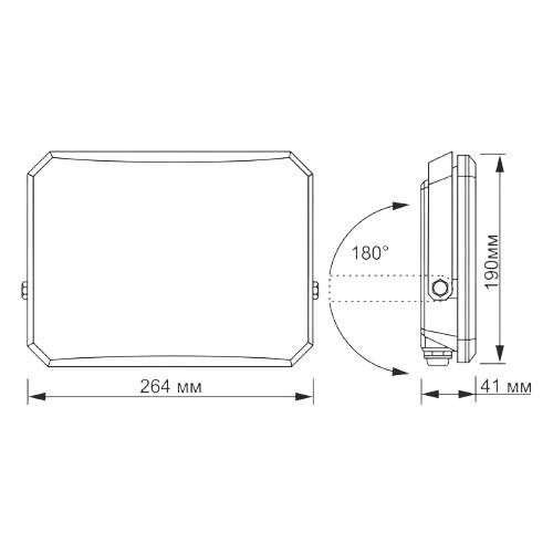 LED Прожектор 100W 5000К 220V чорний VLE-F3-1005B F3 Videx (1274702)