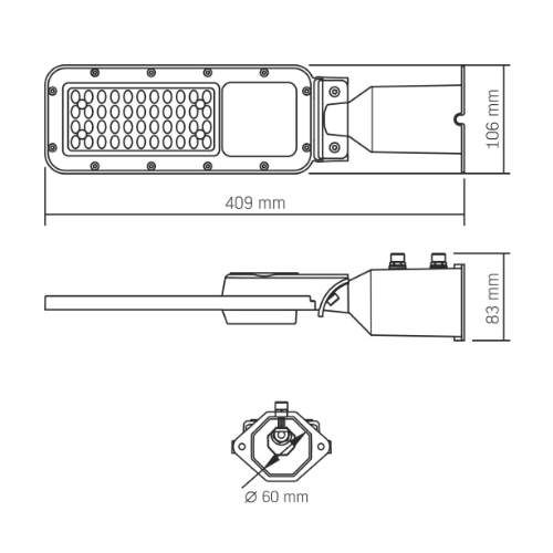 LED Ліхтар вуличний IP65 30W 3300Lm 5000К 220V SLE17 Videx (1274753)