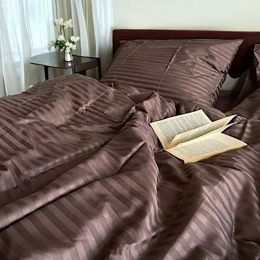 Комплект постельного белья двуспальный MakSon Elegant Chocolate, страйп-сатин, 100% хлопок (016-1175210С) (1277698)