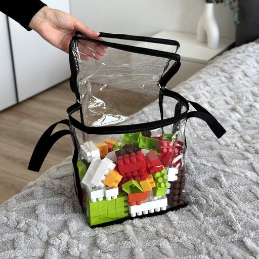 Прозрачная прямоугольная сумка ORGANIZE для вещей с ручками XS 23x17x28 (черная) (1278127)