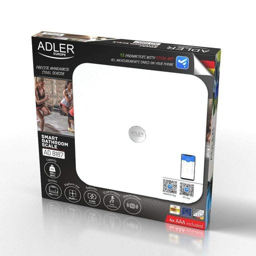 Розумні аналітичні підлогові ваги Adler AD 8187 White, Bluetooth, 12 параметрів, додаток FitGo (1278789)