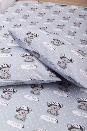 Комплект постільної білизни Moon&Star Дитячий 110х140 наволочки 2х40х60 Teddy Boy Бязь Gold Люкс (1281753)
