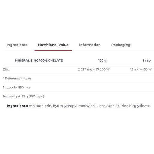 Мультиминералы для спорта Nutrend Mineral Zinc 100% Chelate 100 Caps (1282146)