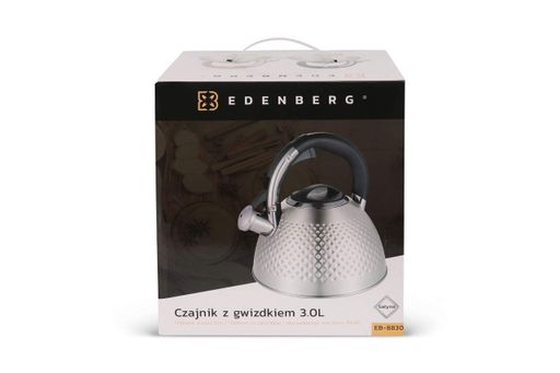 Чайник из нержавеющей стали со свистком черная ручка Edenberg 3.0 л (EB-8830) (1282993)
