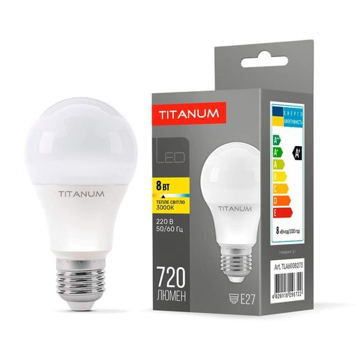 Лампа LED TITANUM A60 8W E27 3000K 220V (TLA6008273) (1283468)