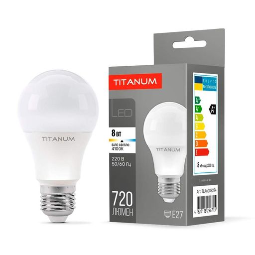 Лампа LED TITANUM A60 8W E27 4100K 220V (TLA6008274) (1283471)