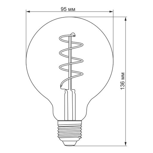 LED лампа Filament G95FASD 5W E27 2200K дімерна бронза 220V(VL-G95FASD-05272)VIDEX (1283511)