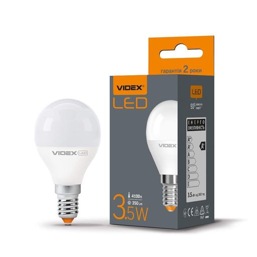 Лампа світлодіодна  VIDEX G45е 3,5W E14 4100K 220V  (VL-G45e-35144) (1283530)
