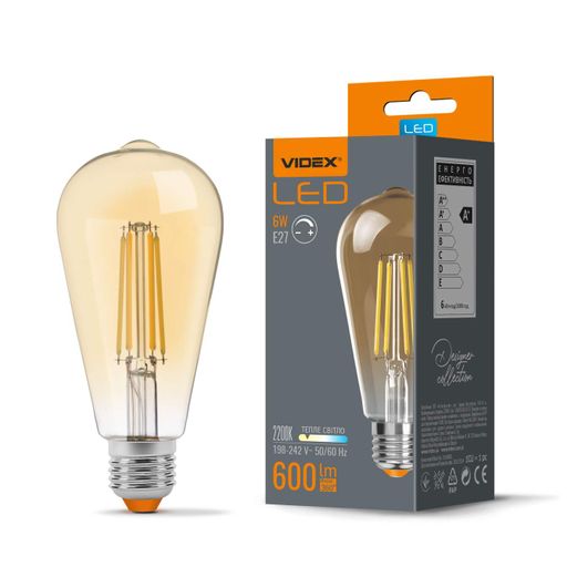 Лампочка Filament 6W E27 2200K  бронза  (VL-ST64FAD-06272) VIDEX (1283547)