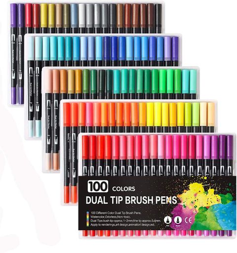 Преміум-набір двосторонніх маркерів WORISON FineLiner Brush Markers Pens 100 кольорів (1284777)