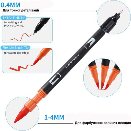 Преміум-набір двосторонніх маркерів WORISON FineLiner Brush Markers Pens 100 кольорів (1284777)