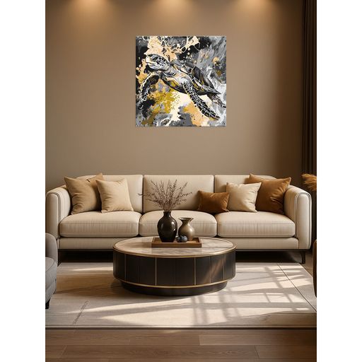 Картина по номерам Ideyka Золотая черепаха с красками металлик extra, 40*40 см (KHO6734)