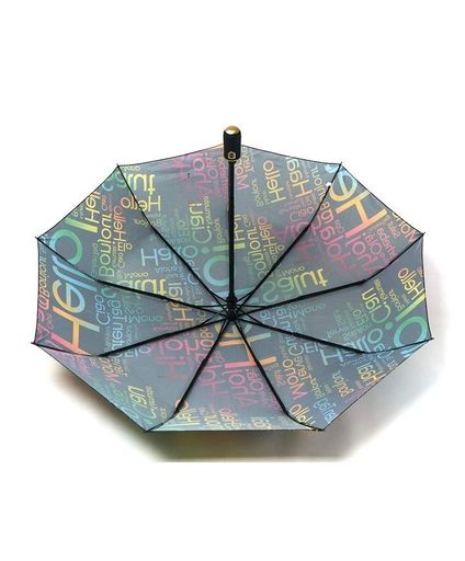 Парасолька жіноча автомат RAIN FLOWERS №1130 Вітання на 9 спиць Чорний (1286601)