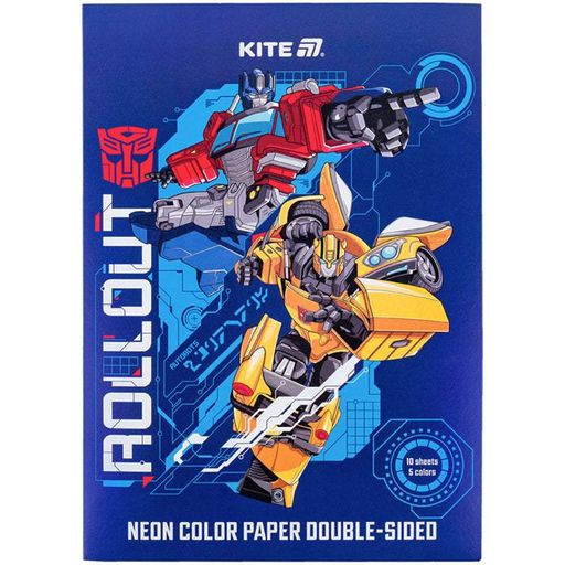 Бумага цветная неоновая Kite Transformers TF24-252 4063276251503 (1289283)
