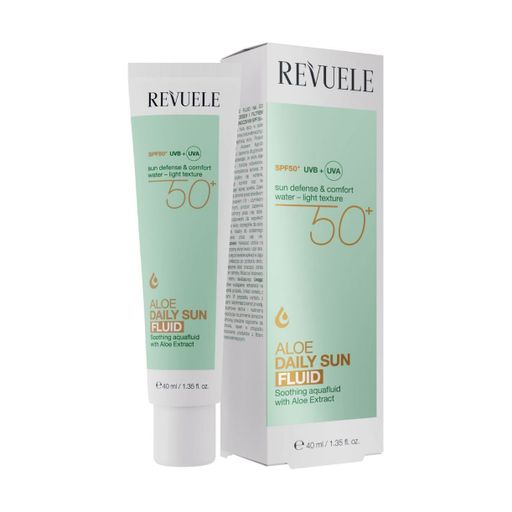 Солнцезащитный ежедневный флюид для лица Revuele Aloe Daily Sun Fluid, SPF 50+, с алоэ, 40 мл