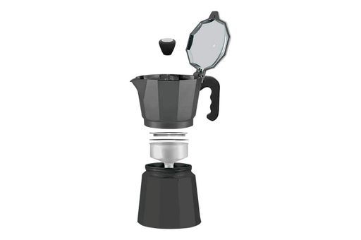 Кавоварка гейзерна алюмінієва Maesrto 150мл чорна (MR-1666-3-BLACK) (1295656)