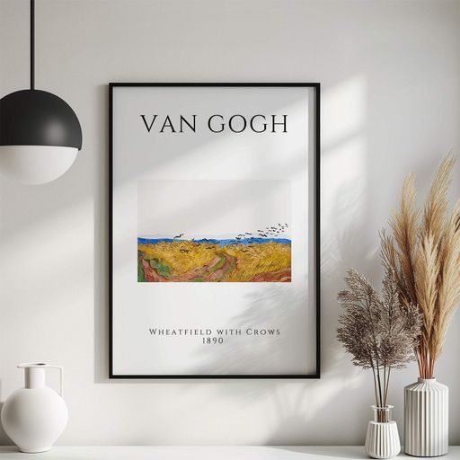 Постер Roomy "Wheatfield with Crows 1" Черная рамка с глянцевым стеклом A4 (29.7x21 cm) (1295911)
