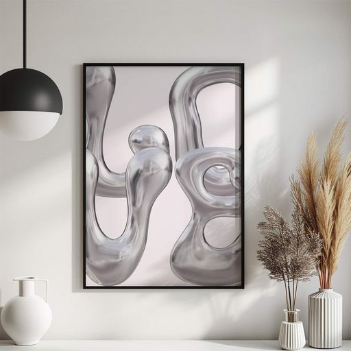 Постер Roomy "Silver Abstract" Чорна рамка з глянцевим склом A4 (29.7x21 cm) (1296054)