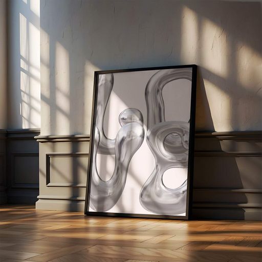 Постер Roomy "Silver Abstract" Чорна рамка з антибліковим склом A1 (84.1x59.4 cm.) (1296060)