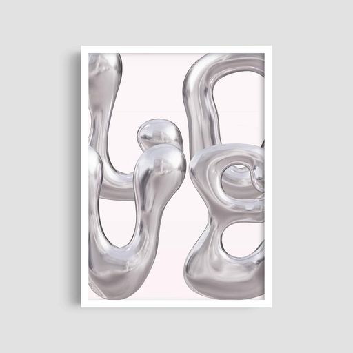 Постер Roomy "Silver Abstract" Белая рамка с антибликовым стеклом A4 (29.7x21 cm) (1296066)