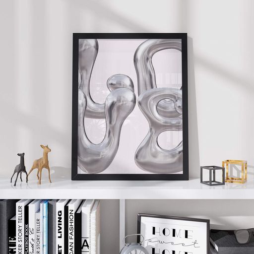Постер Roomy "Silver Abstract" Белая рамка с антибликовым стеклом A2 (59.4x42 cm.) (1296068)