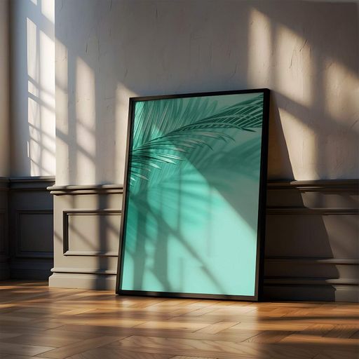 Постер Roomy "Turquoise Palm" Чорна рамка з глянцевим склом A1 (84.1x59.4 cm.) (1296079)