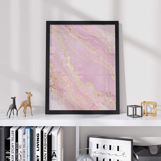 Постер Roomy "Pink Marble 1" Чорна рамка з антибліковим склом A1 (84.1x59.4 cm.) (1296105)