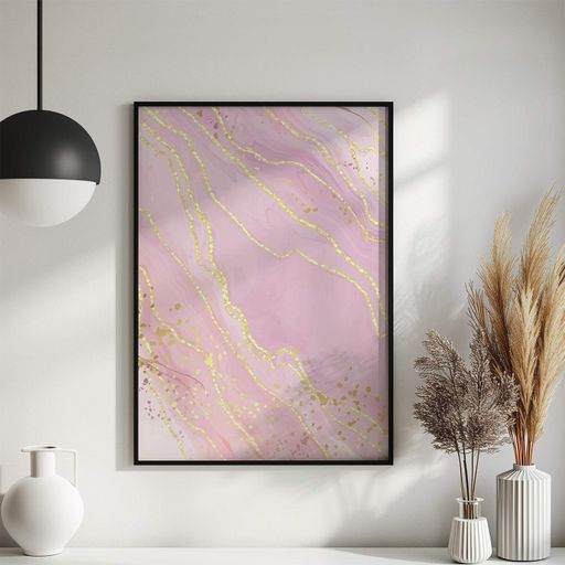 Постер Roomy "Pink Marble 1" Белая рамка с глянцевым стеклом A2 (59.4x42 cm.) (1296108)