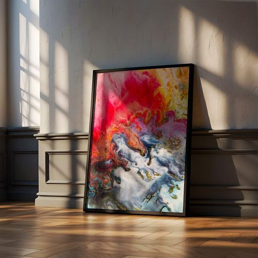 Постер Roomy "Red Yellow Explosion" Чорна рамка з антибліковим склом A2 (59.4x42 cm.) (1296224)