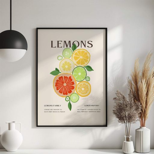 Постер Roomy "Lemon Variety" Черная рамка с глянцевым стеклом A4 (29.7x21 cm) (1296481)