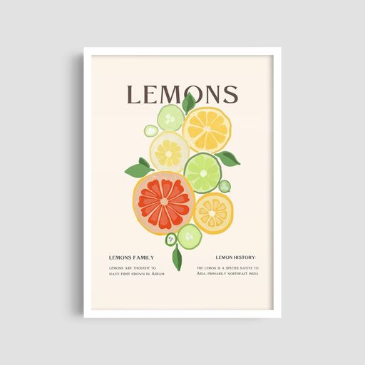 Постер Roomy "Lemon Variety" Черная рамка с глянцевым стеклом A3 (42x29.7 cm) (1296482)