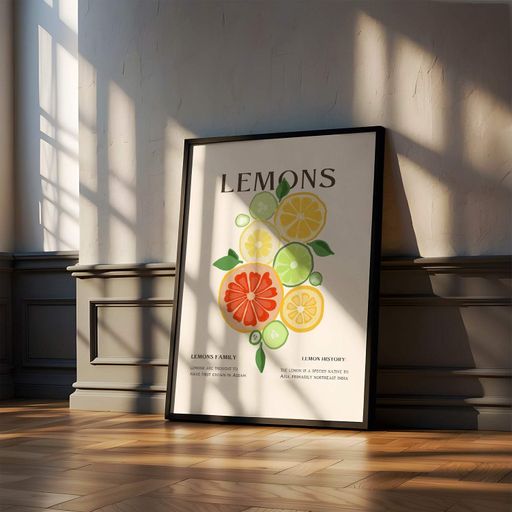 Постер Roomy "Lemon Variety" Черная рамка с глянцевым стеклом A3 (42x29.7 cm) (1296482)
