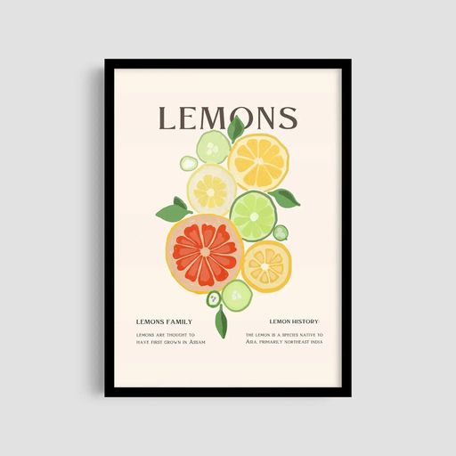 Постер Roomy "Lemon Variety" Чорна рамка з антибліковим склом A3 (42x29.7 cm) (1296486)