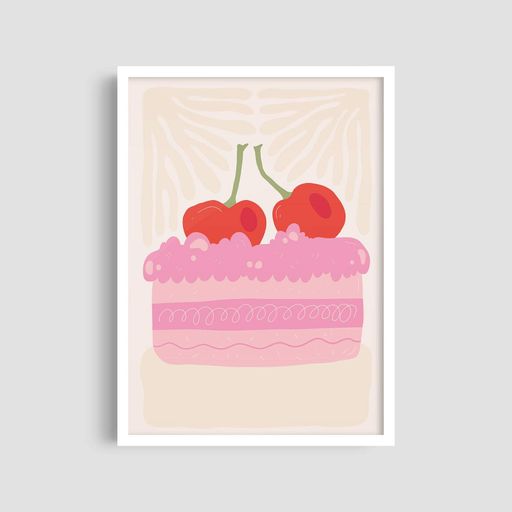 Постер Roomy "Strawberry Cake" Чорна рамка з антибліковим склом A1 (84.1x59.4 cm.) (1296524)