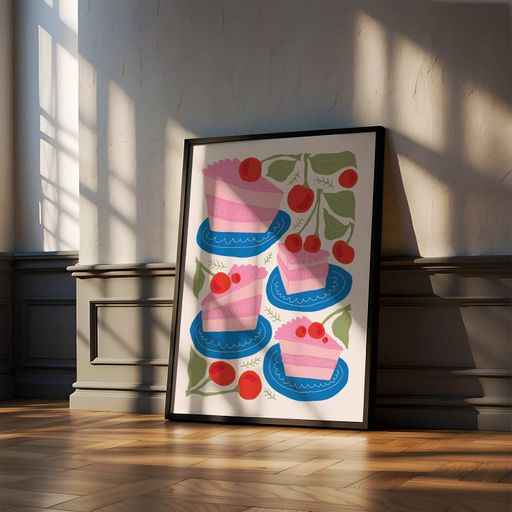 Постер Roomy "Cherry Treats" Черная рамка с глянцевым стеклом A1 (84.1x59.4 cm.) (1296545)