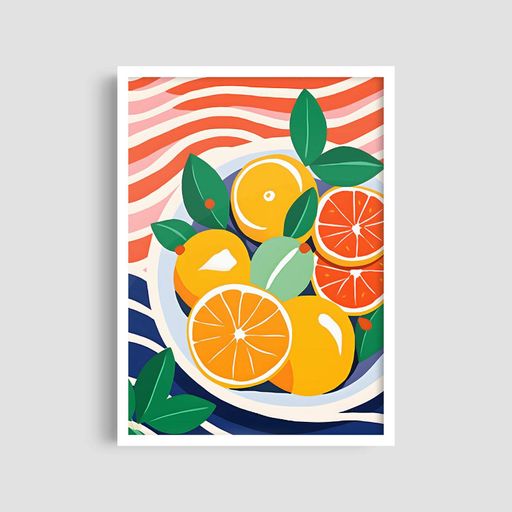 Постер Roomy "Citrus Basket" Черная рамка с антибликовым стеклом A2 (59.4x42 cm.) (1296558)