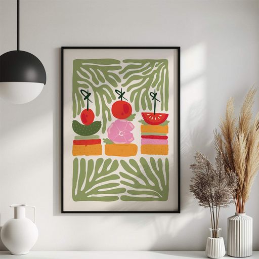 Постер Roomy "Veggie Skewers" Чорна рамка з антибліковим склом A1 (84.1x59.4 cm.) (1296574)