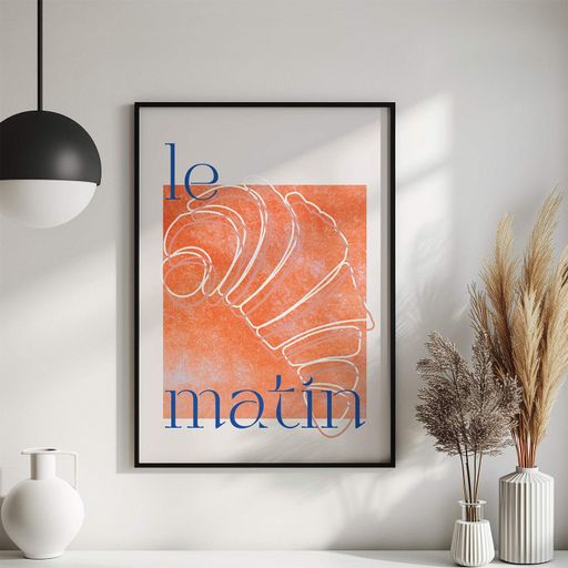 Постер Roomy "Morning Croissant" Чорна рамка з антибліковим склом A3 (42x29.7 cm) (1296592)