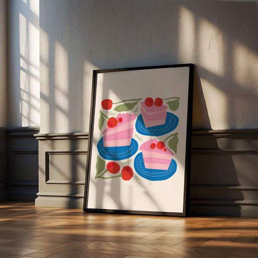 Постер Roomy "Berry Desserts" Чорна рамка з глянцевим склом A4 (29.7x21 cm) (1296597)