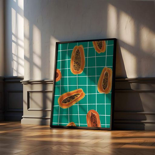 Постер Roomy "Papaya Grid" Черная рамка с антибликовым стеклом A3 (42x29.7 cm) (1296648)
