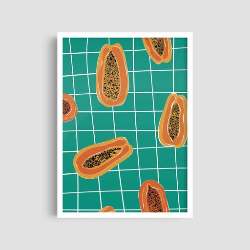 Постер Roomy "Papaya Grid" Чорна рамка з антибліковим склом A1 (84.1x59.4 cm.) (1296653)