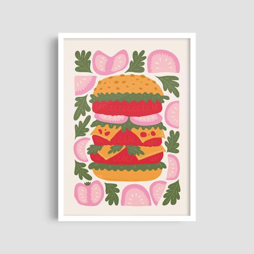 Постер Roomy "Gourmet Burgers" Біла рамка з глянцевим склом A1 (84.1x59.4 cm.) (1296659)